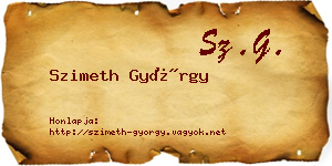 Szimeth György névjegykártya